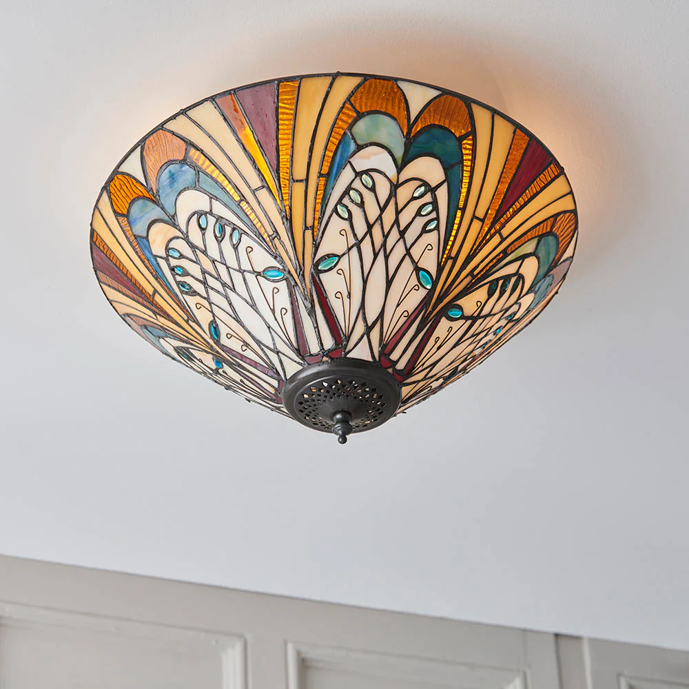 Tiffany Hector Medium 2lt Flush Ceiling Light - Image 4