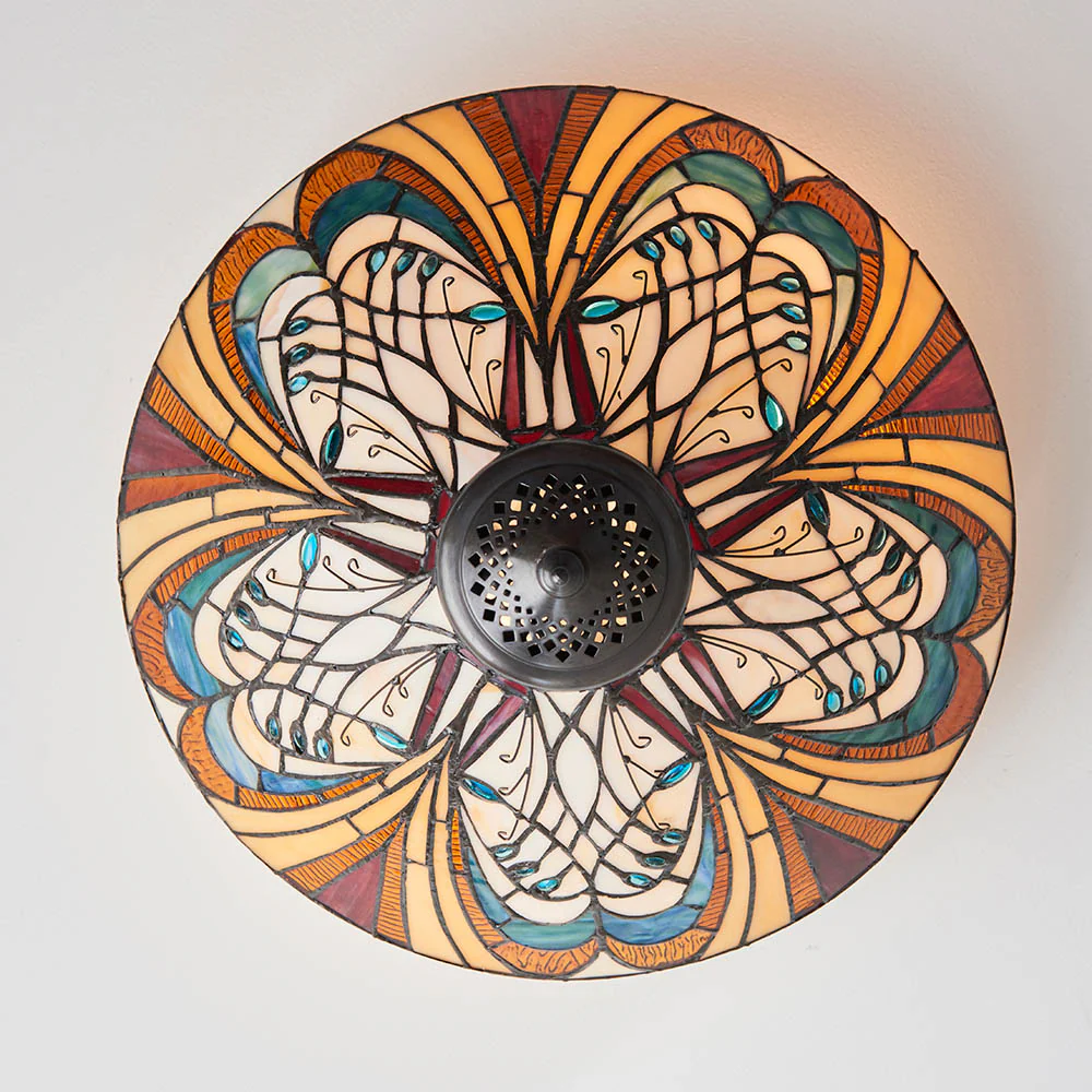 Tiffany Hector Medium 2lt Flush Ceiling Light - Image 5