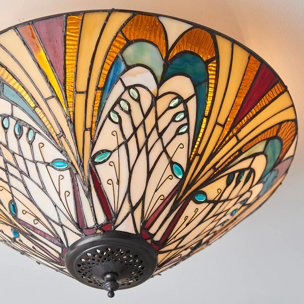 Tiffany Hector Medium 2lt Flush Ceiling Light - Image 6