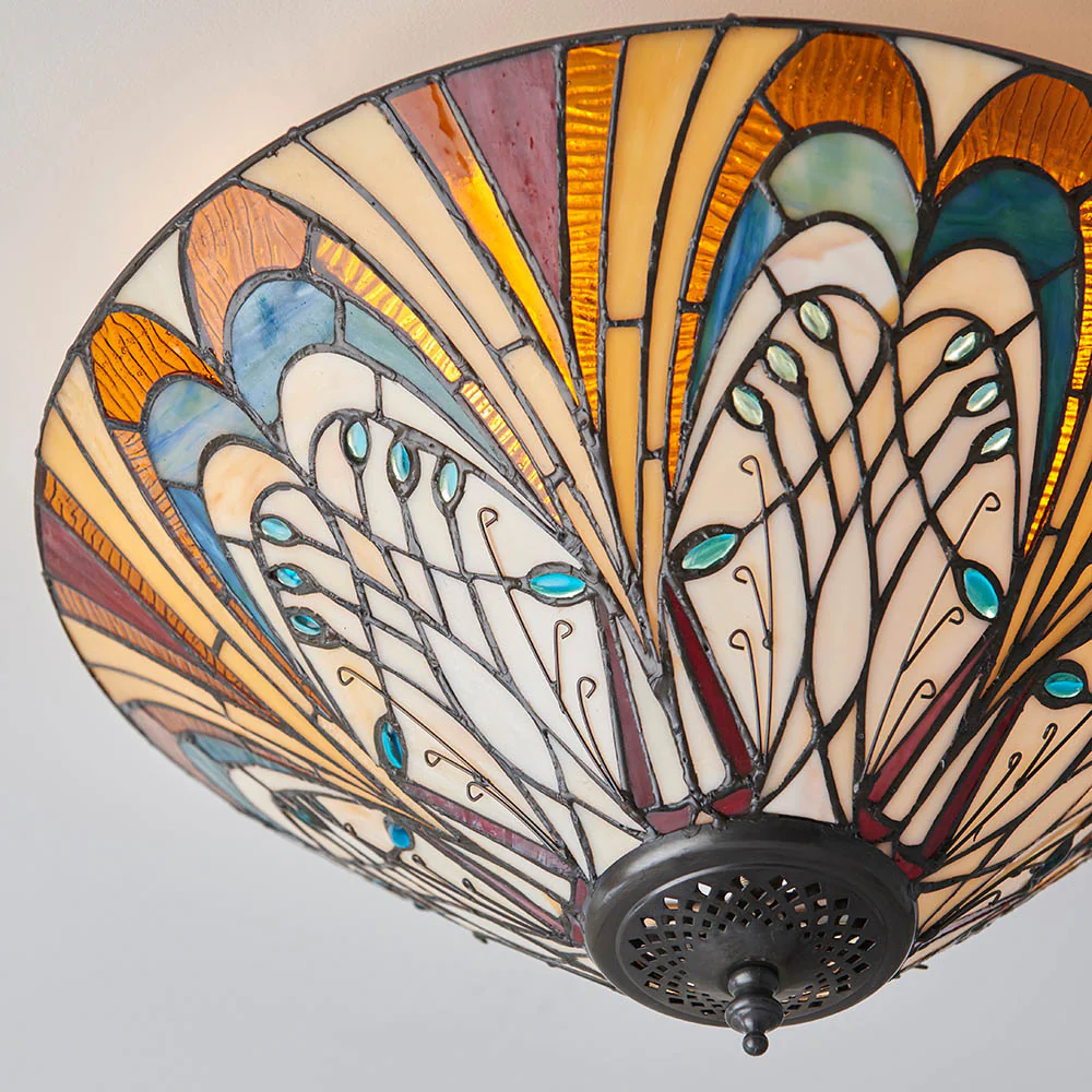 Tiffany Hector Medium 2lt Flush Ceiling Light - Image 7