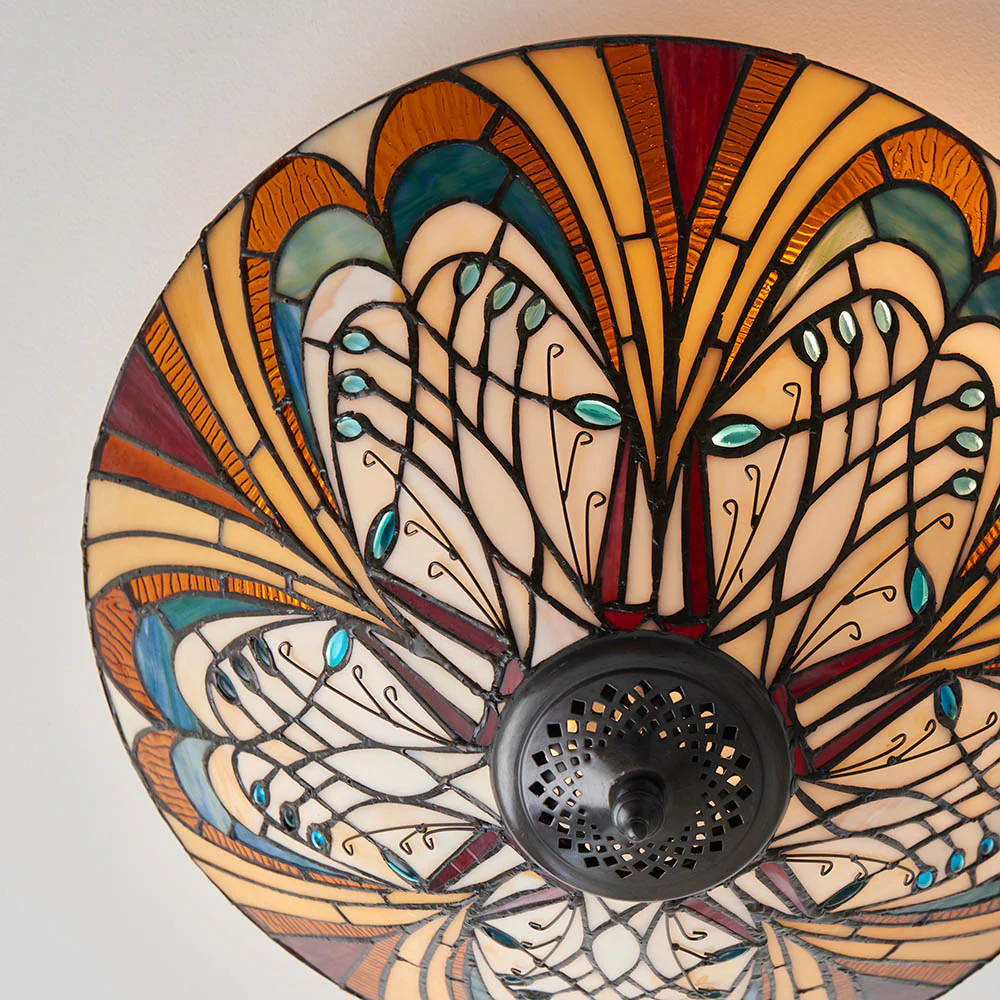 Tiffany Hector Medium 2lt Flush Ceiling Light - Image 8