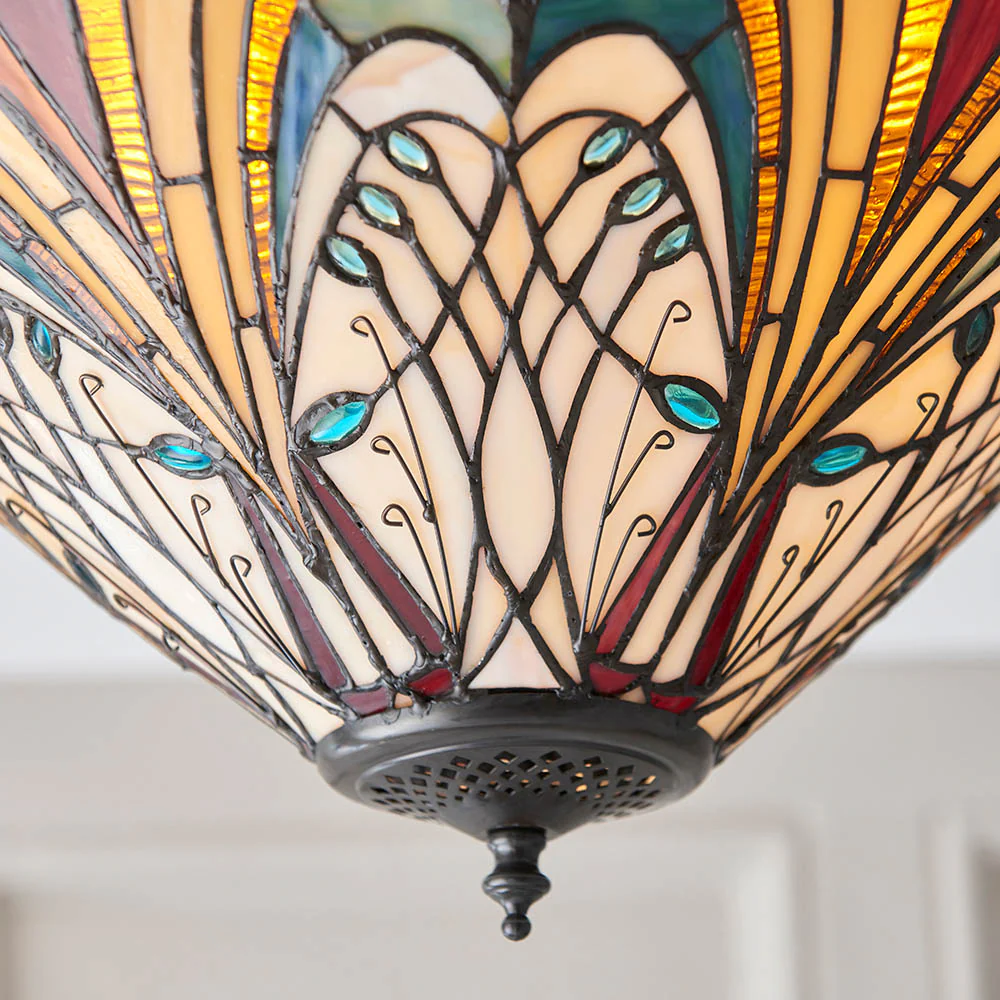 Tiffany Hector Medium 2lt Flush Ceiling Light - Image 9