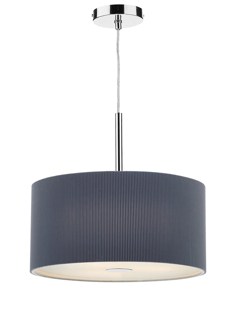 Dar Zaragoza 3 Light Drum Pendant Grey, Black or Cream - Image 3